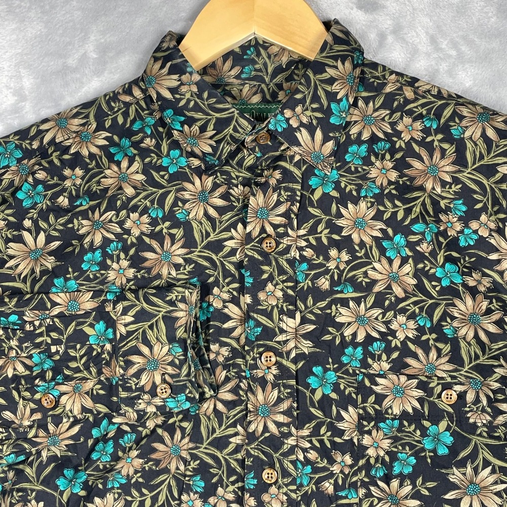 Vintage International News Mens Floral Button Down Shirt Cotton Size M